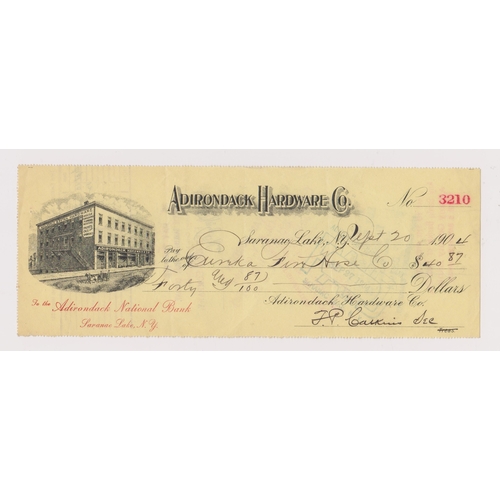 286 - USA Adirondack National Bank, Saranac Lake N.Y, used order 20 Sept 1904, black on Yellow,  V-Adirond... 