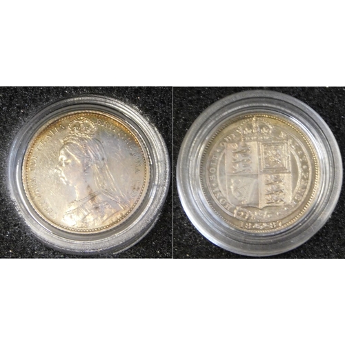 166 - Great Britain 1887 Jubilee Sixpence AUNC capsuled (The Imposter silver sixpence