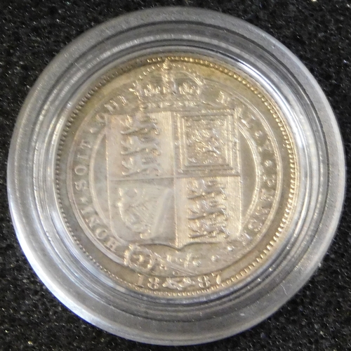 166 - Great Britain 1887 Jubilee Sixpence AUNC capsuled (The Imposter silver sixpence