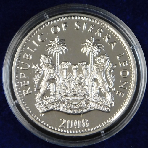 168 - 2008 King George V silver proof Crown with diamond coin, Sierra Leone ten dollar, London mint box an... 