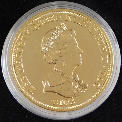 169 - 2008 Tristian Da Cunha five pound coin, Rhodium plated, gold plated on silver with St George and the... 