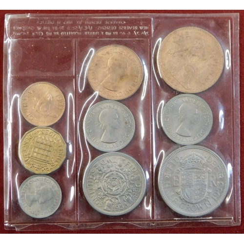 172 - 1983 Currency Set, Halfcrown to farthing as issued in plastic UNC Cat £15  (5 sets)