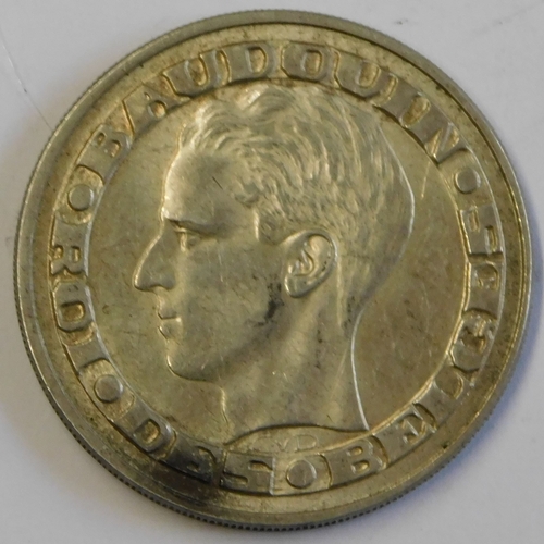 47 - Belgium 1958 50 Francs, Silver, Worlds Fair KM 159, UNC