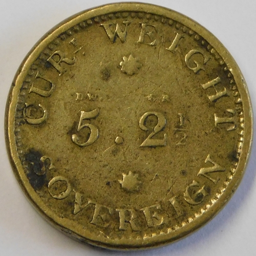 89 - Royal Mint 1821 brass Sovereign coin weight, VF.