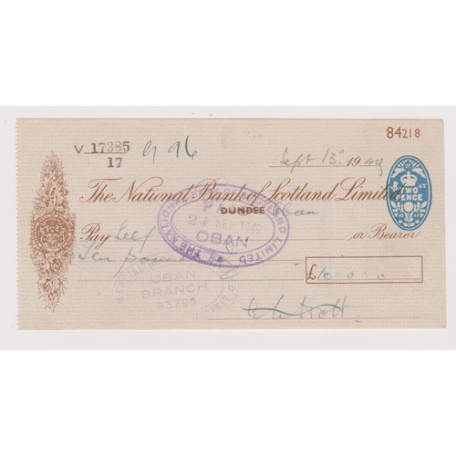 364 - National Bank of Scotland, Dundee, used bearer BO27.10.47, brown on Lilac undpt, printer none