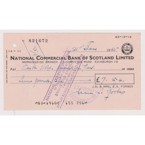 372 - National Commercial Bank of Scotland Ltd, Morningside Branch, Edinburgh, used order printer Rev. Cir... 