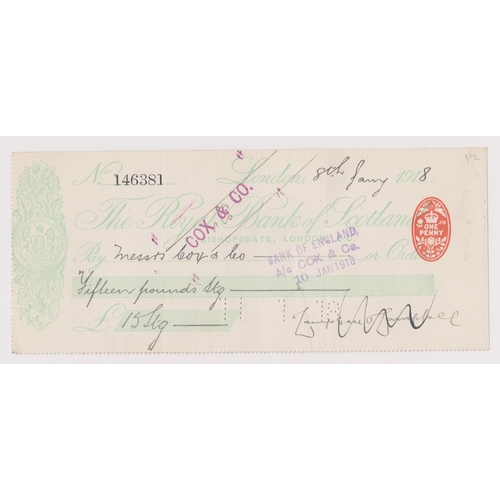 380 - Royal Bank of Scotland, London (3 Bishopsgate) used order RO 10.7.16 green on white, dateline London... 