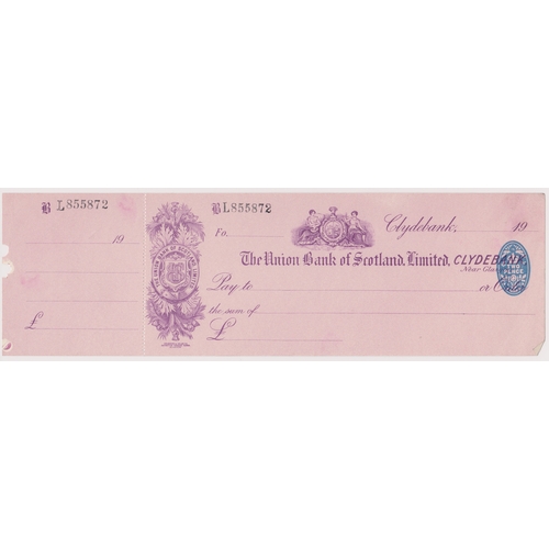 386 - Union Bank of Scotland Ltd, Clydebank, mint order with C/F BO 16.5.33, purple on pink, Vig Arms, pri... 
