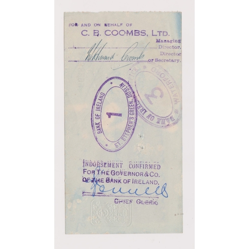 391 - The Munster & Leinster Bank Ltd, Waterford, used order GO 6.1.38 green on green