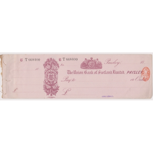 393 - Union Bank of Scotland, Paisley, mint order with C/F purple on purple printer Gilmour & Dean, RO 22.... 