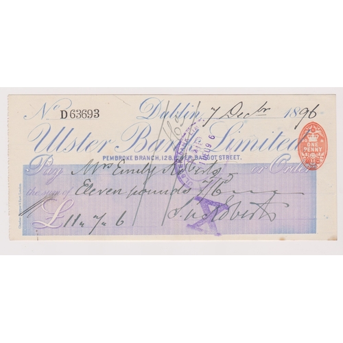 409 - Ulster Bank Limited, Dublin Pembroke Branch, used order RO 6.8.96, lilac on white printer Charles Sk... 