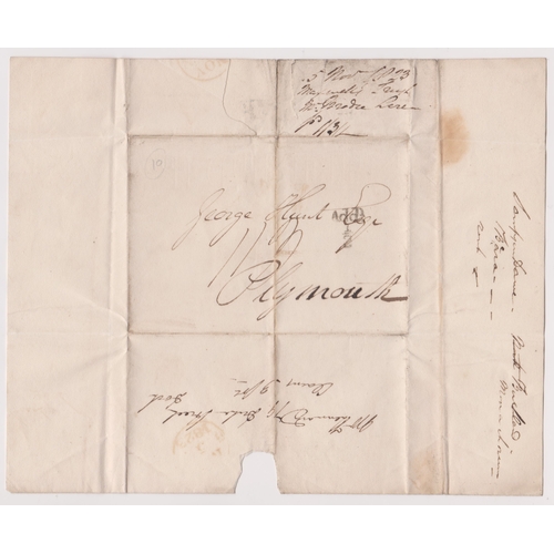565 - Great Britain 1823 Postal History EL dated 5.11.1823 Edinburgh posted to Plymouth. Black 'Add 1/2 st... 