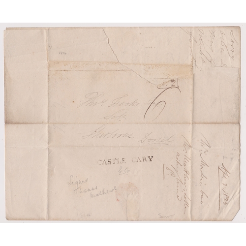 566 - Great Britain 1824 Postal History EL dated April 5 1824 Castle Cary, posted to Sherborne Dorset. 1 L... 