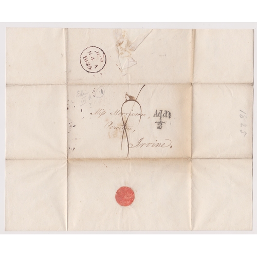 567 - Great Britain 1825 Postal History EL dated 4th June 1825 posted to Irvine. Manuscript 8 and black 2 ... 