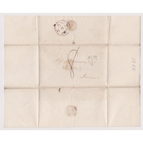 568 - Great Britain 1825 Postal History EL dated 8th June 1825 posted to Irvine. Manuscript 8 black 'Add 1... 