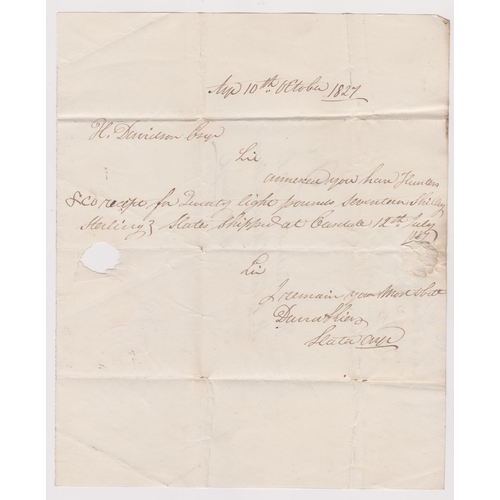 570 - Great Britain 1827 Postal History EL dated 10th Oct 1827 Ayr posted to Edinburgh. Manuscript '9 1/2'... 