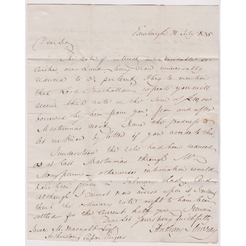 579 - Great Britain 1835 Postal History EL dated Edinburgh 31 July 1835 posted to Cupar Angus. Manuscript ... 