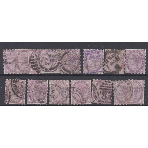 595 - Great Britain 1881 Queen Victoria SG 171 used 1d Lilac x15. Cat value £33