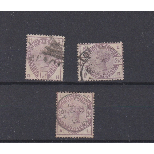 596 - Great Britain 1883084 Queen Victoria SG 188 used 1.1/2d Lilac, SG 190 fine used 2d Lilac and SG 191 ... 