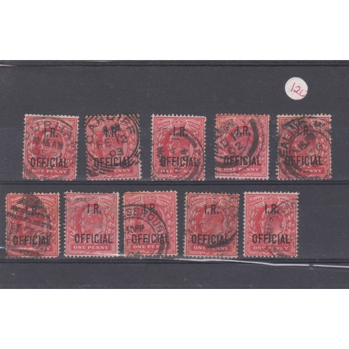 602 - Great Britain 1902-04 Inland Revenue Officials Edward VII SG 021 used 1d scarlet x10. Cat value £30