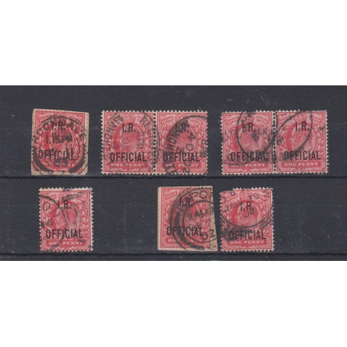 603 - Great Britain 1902-04 Inland Revenue Officials Edward VII SG 021 used 1d scarlet x4, SG 021 used 1d ... 