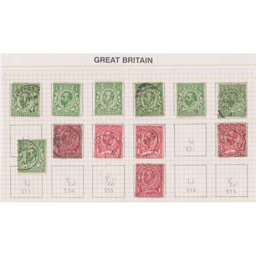 610 - Great Britain 1911-12 George V SG 321-326 1/2 green m/m or used group of SG 328-330, 332 and 336 use... 