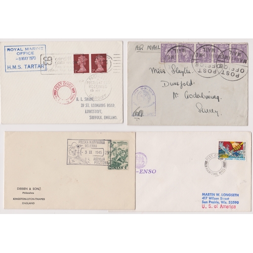 618 - Postal History x4 Maritime Mail covers, one stamped from HM Ship passed by Censor