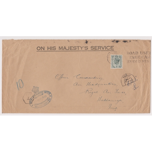 619 - Great Britain OHMS envelope cancelled with Southampton Machine Slogan cancel posted to O.C. Air HQ R... 