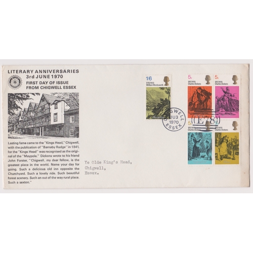634 - Great Britain 1970 (3 June) Literary Anniversaries set on official Chigwell FDC with 'E78' Chigwell ... 