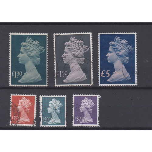 636 - Great Britain 1977-2017 High value Machins SG 1026c used £1.30, SG 1026e used £1.50, SG 1028 used £5... 