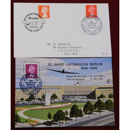 661 - Great Britain 1968-1998 group of (9) Berlin airlift anniv postal  items with a variety of anniv cach... 