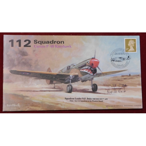 667 - Great Britain 2005 112 Squadron illustrated cover showing a/c flown by Neville Duke in WWII. Signed ... 