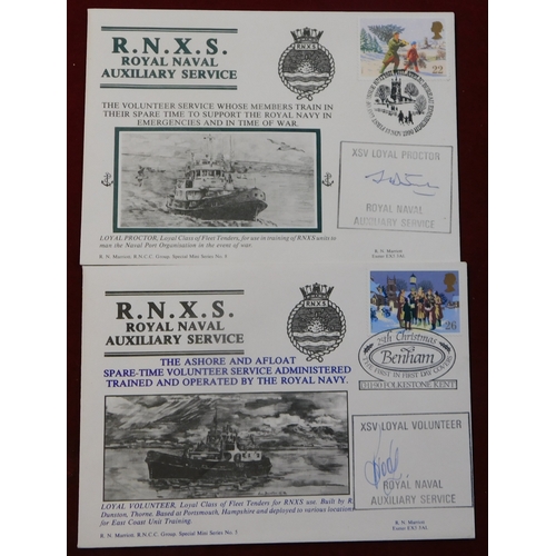 668 - Great Britain Royal Navy Auxiliary Service (3) covers showing Fleet Fenders signed by their CO's R.N... 