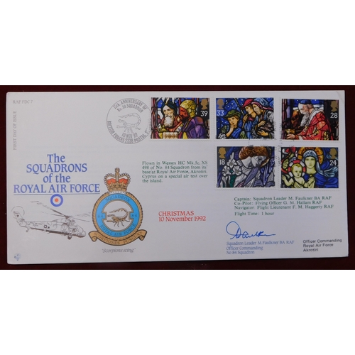 675 - Great Britain RAF Association flown covers group of 5 flown and signed covers each with a Squadron b... 