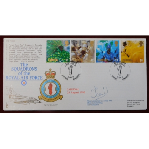 675 - Great Britain RAF Association flown covers group of 5 flown and signed covers each with a Squadron b... 