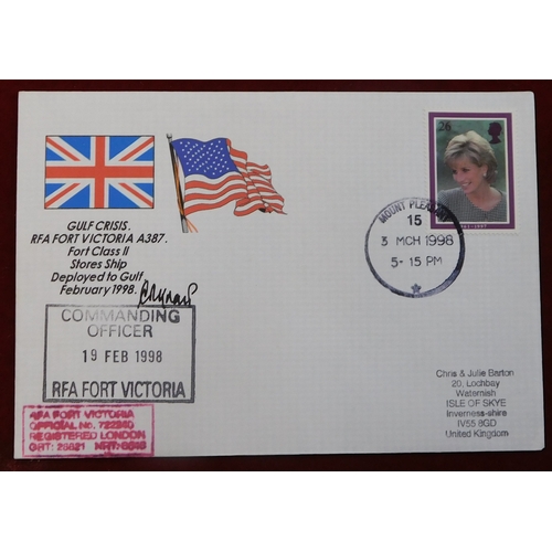 678 - Great Britain Royal Navy covers 1993-98, 3 relating to RFA Fort Victoria support vessel