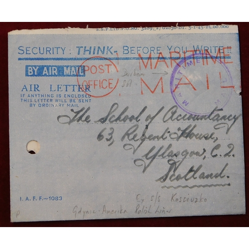 679 - Great Britain forces Mail - Forces Air Letter posted to Glasgow, cancelled Maritime Mail posted from... 