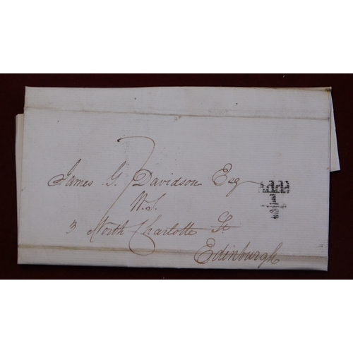 577 - Great Britain 1832 Postal History EL dated Glasgow 9th Jan 1832 posted to Edinburgh, manuscript 7, b... 