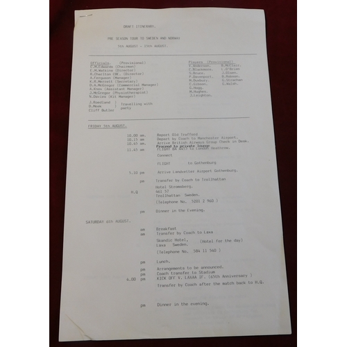 10 - Typed itineraries and programme of arrangements for Directors of Manchester United for overseas matc... 