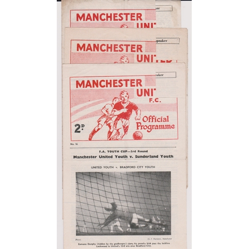 101 - A collection of 3 Manchester United home programmes from the FA Youth Cup in season 1962/63 v Bradfo... 