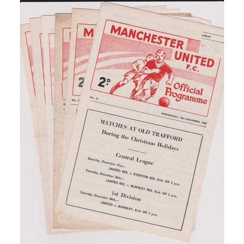 102 - A collection of 6 Manchester United home programmes from the FA Youth Cup in season 1963/64 v Barrow... 