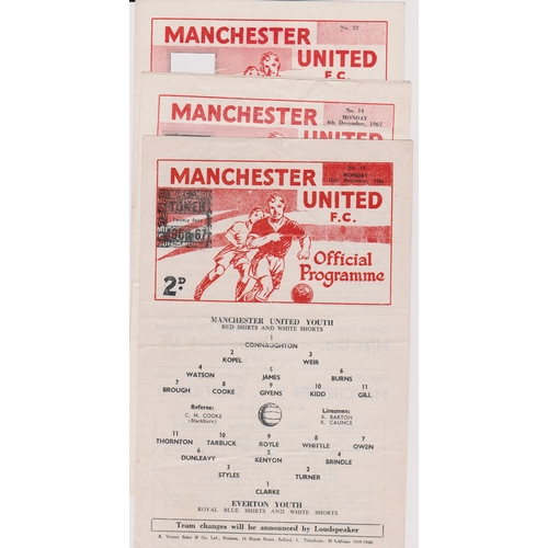 103 - A collection of 5 Manchester United single sheet home programmes from the FA Youth Cup in season 196... 