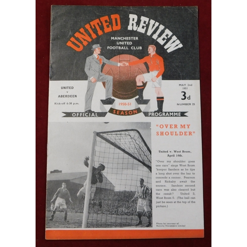 14 - Programme Manchester United v Aberdeen (Friendly) 3rd May 1951. No writing. Very good