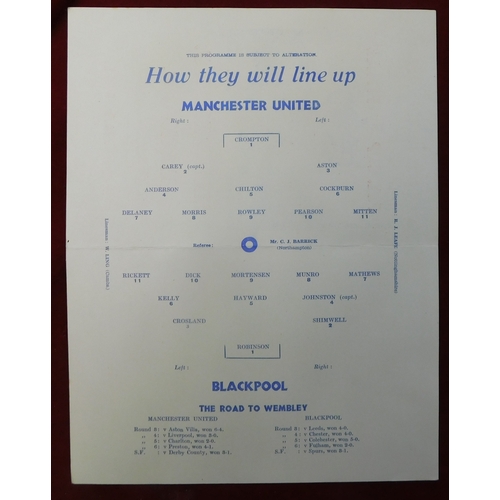 15 - Blackpool v Manchester United 1948 FA Cup Final. A magnificent selection of ephemera from the 1948 F... 