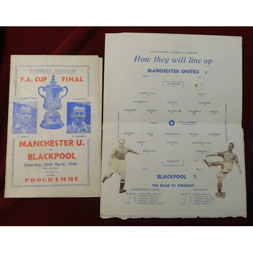 15 - Blackpool v Manchester United 1948 FA Cup Final. A magnificent selection of ephemera from the 1948 F... 