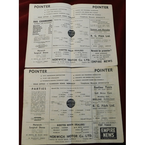 176 - A collection of 33 Norwich City home programmes 1948/49-1998/99 the vast majority being in the 1940s... 