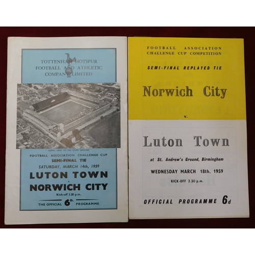 177 - A complete set of 11 programmes (plus 2 tickets and 2 multiple signed postcards) for each of Norwich... 