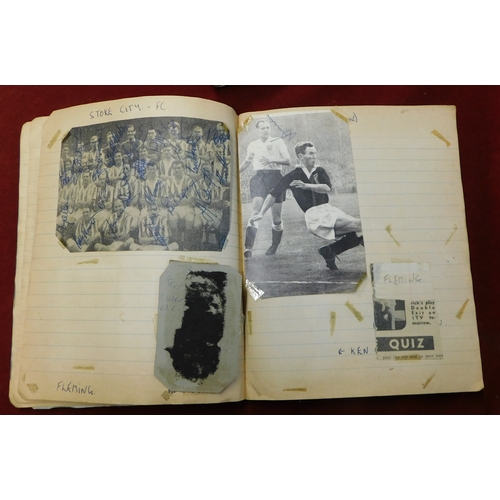 182 - A collection of 4 scrap books from the late 1950s with action pictures and team photos some from new... 