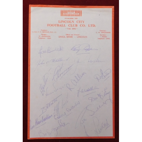 183 - A collection of 33 Football Clubs' headed notepaper from the 1950s with printed signatures of the pl... 