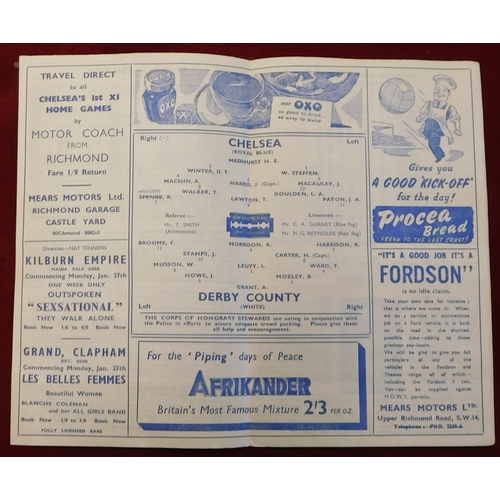 186 - Chelsea 4 Page home programmes from 1945/46 v Birmingham City, Brentford, Swansea (with newspaper cu... 